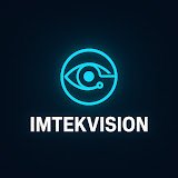 Logo IMTEKVISION — Symbole d'œil connecté cyan et typographie d'expertise réseaux, fibre & systèmes.